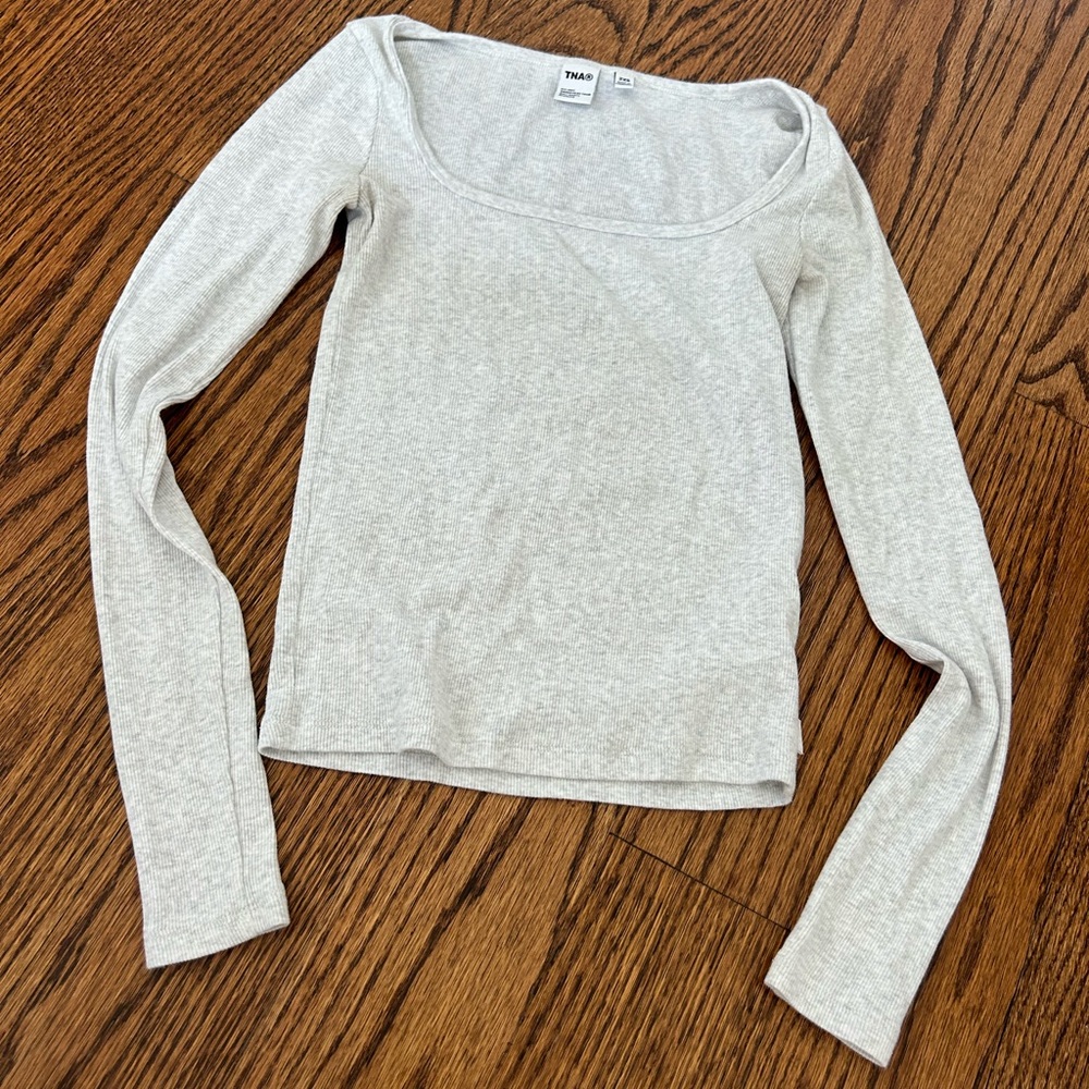 TNA Light Gray Scoop Neck Blouse